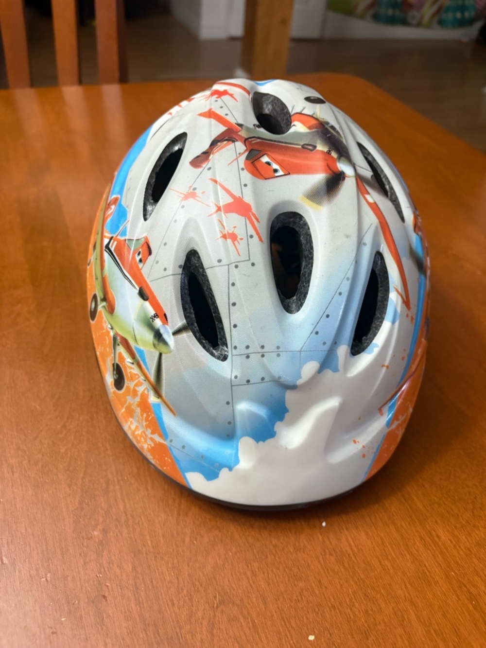 Kids Airplane Helmet - White, Orange & Blue